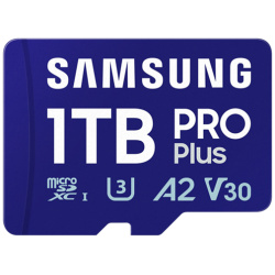 Samsung MicroSD kártya - 1TB MB-MD1T0SB/WW (PRO PLUS kártyaolvasóval, microSDXC, UHS-I, R180/W130, adapter, 1TB)