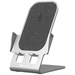 Sandberg Telefon tartó/töltő - Wireless Charger Stand 15W Alu