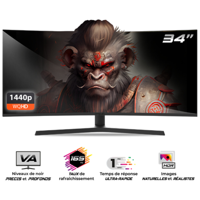 Spirit of Gamer Monitor 34" - EPIC 34" (VA, 21:9, 3440x1440, 1ms, 165 Hz, 400 cd/m2, 4000:1, HDMI/DP/3,5 mm Jack)